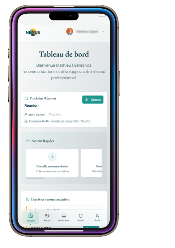 Application Nexus sur mobile