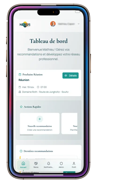 Application Nexus sur mobile